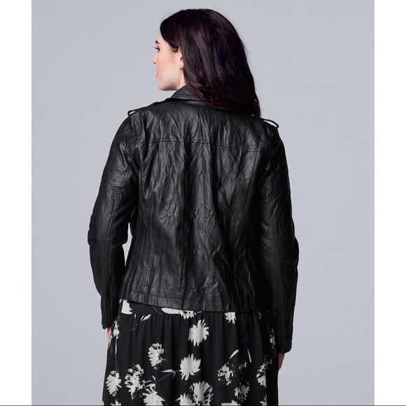 NWT Simply Vera Vera Wang Moto Jacket Faux-Leather Black Size M - Picture 2 of 2